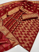 Unstitched Dark Cotton Jacquard 3-Piece Set featuring Printed Front, Sleeves, Back, Dupatta & Jacquard Trousers